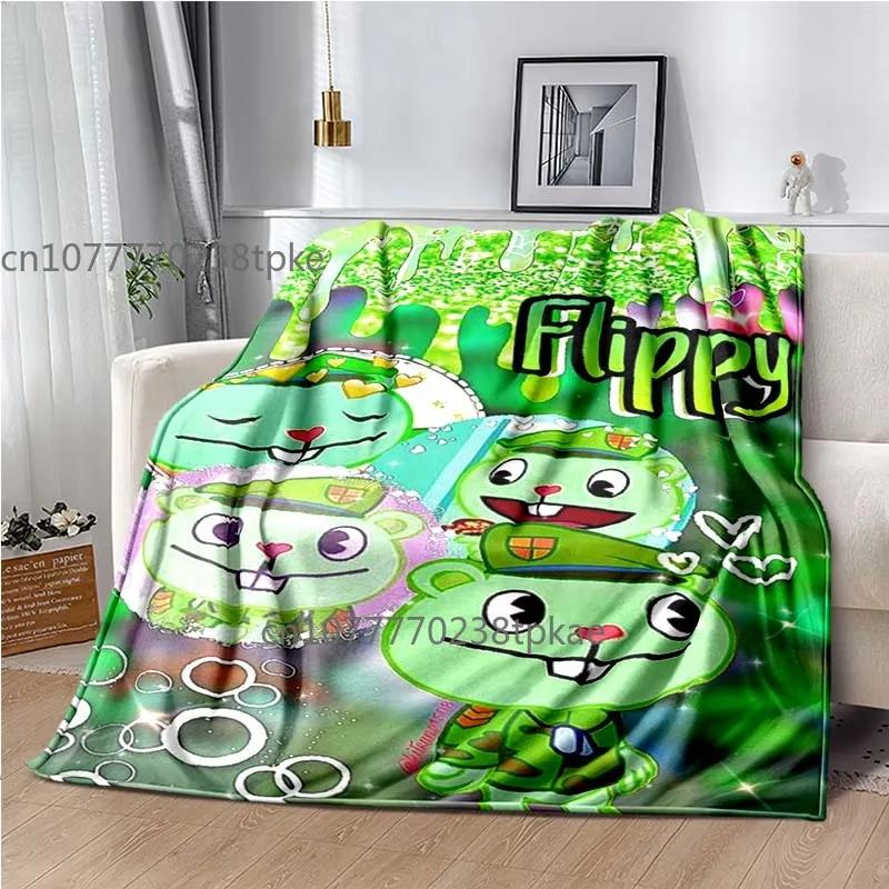 Happy Tree Friend Cartoon Blankets,Soft Warm Throw Blanket,for Bathroom Bedroom Living Room Sofa Bed Car,brighday Gift