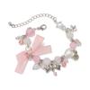 Playful Bowknot Bracelet for Casual Outfits Faux Pearls Beaded Women Wristchain Adjustable Length Handchain Accessory