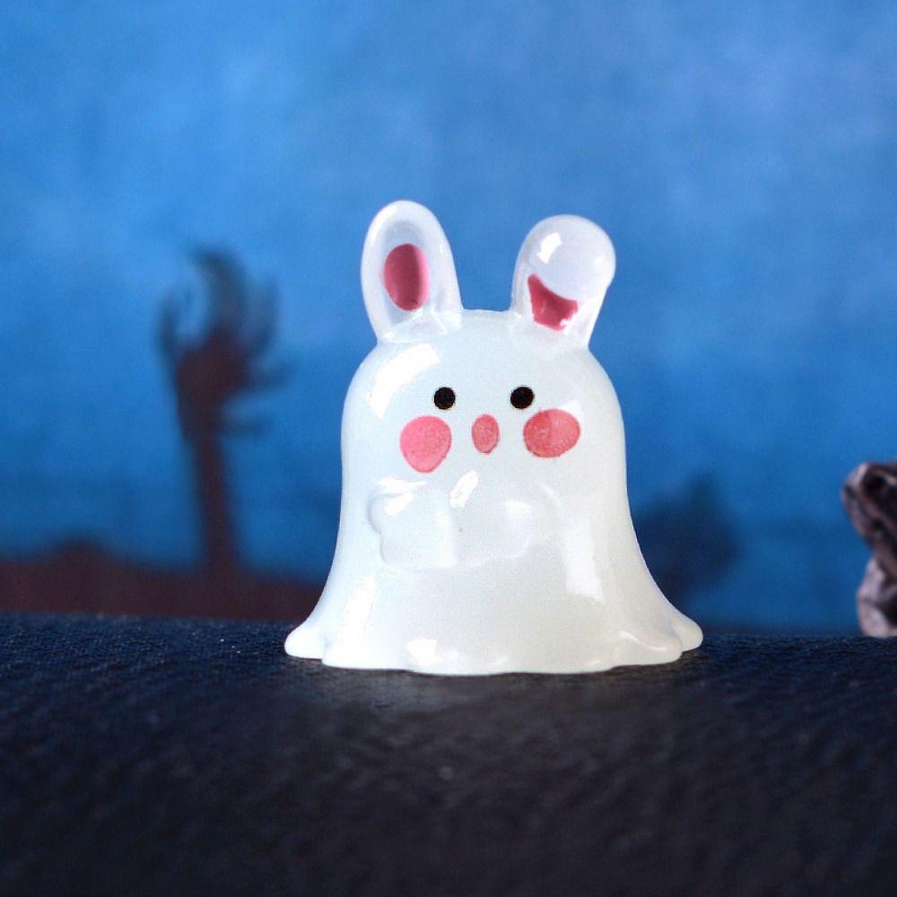 Small Animal Luminous Rabbit Micro Ornaments Cute Ghost Pig Miniature Figurine  Gardening