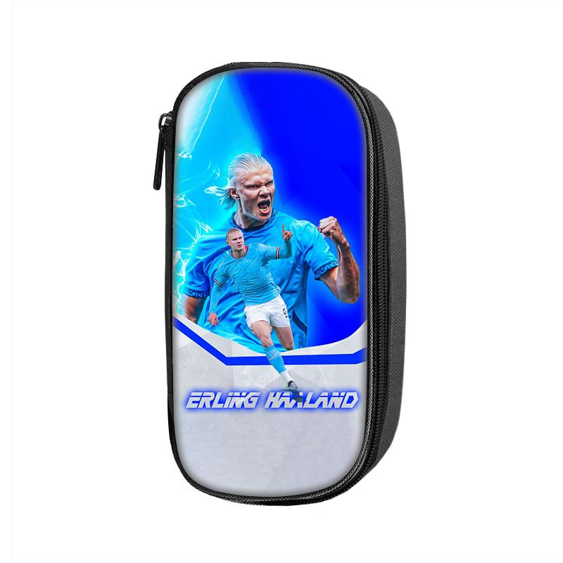 Haaland Pattern Pencil Case Makeup Bag Football Star Pen Bag Student Big Capacity Sports School Supplies Zipper Pencil Pouch