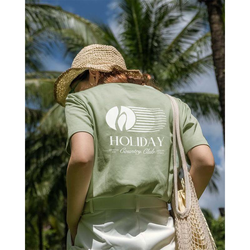 American Vintage Sports Holiday Holiday Style Cotton Loose Short Sleeve T-shirt Women's Top