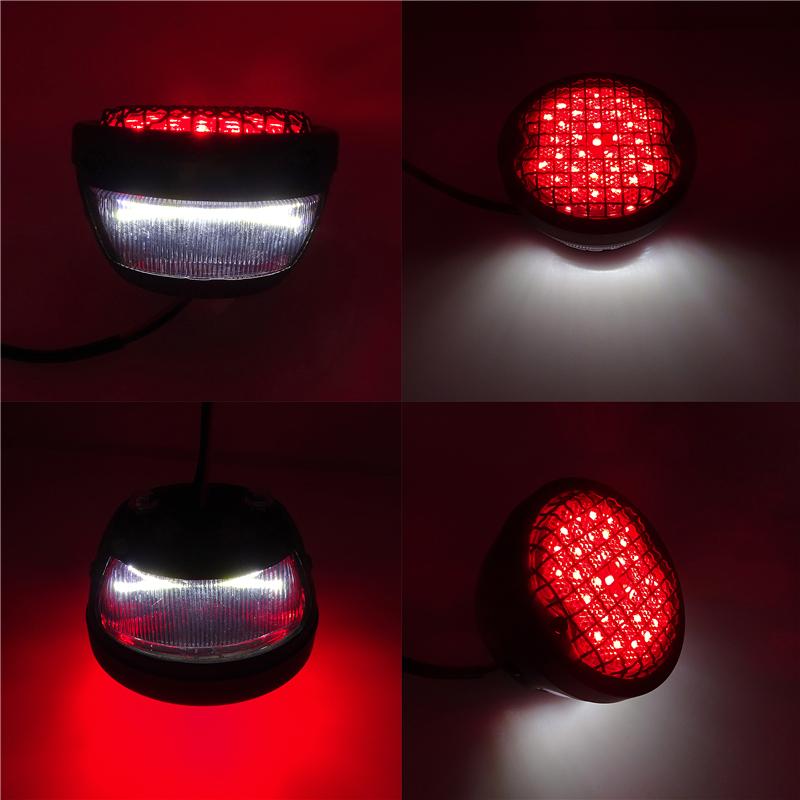 Univerzální motocykl zadní brzda červená+bílá LED koncové brzdové světlo Ozdobná svítilna SPZ Pro Kawasaki Suzuki Honda Pro Harley