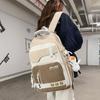Large Capacity Men's Backpack Women's Color Contrast Backpack Middle School Student Schoolbag