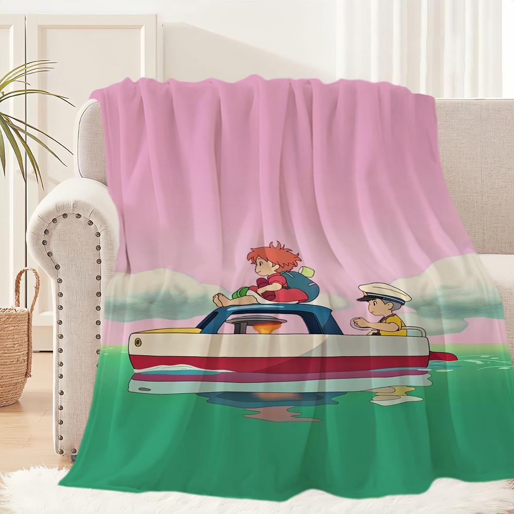 

Blanket Plush Nap P-Ponyo Sofa Anime rug for Living Room Warm Cute Office Bedroom Film kawaii Birthday Home Travel Kid Gifts 30x40in