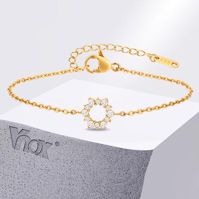 Pulseras de Girasol con Circonita Cúbica Vnox para Mujeres y Niñas, Pulsera Clásica de Cadena de Acero Inoxidable con Sol Positivo, Joyería Regalos