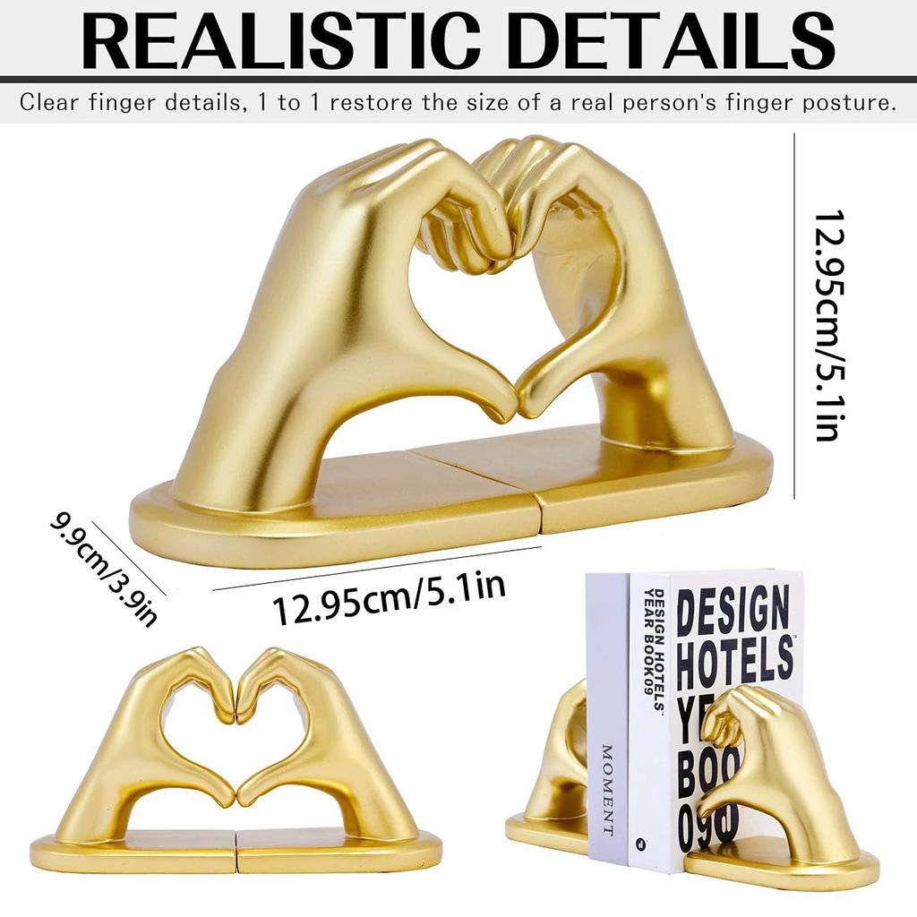 Love Gesture Bookend Golden Resin Ornament Shelves Study Living Room Desktop Decoration Originality Arts And Crafts Holder
