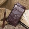 CONTACT'S Cow Leather Men's Long Wallet Vintage Clutch Wallets Male Coin Purse For 6.5" Cell Phone
