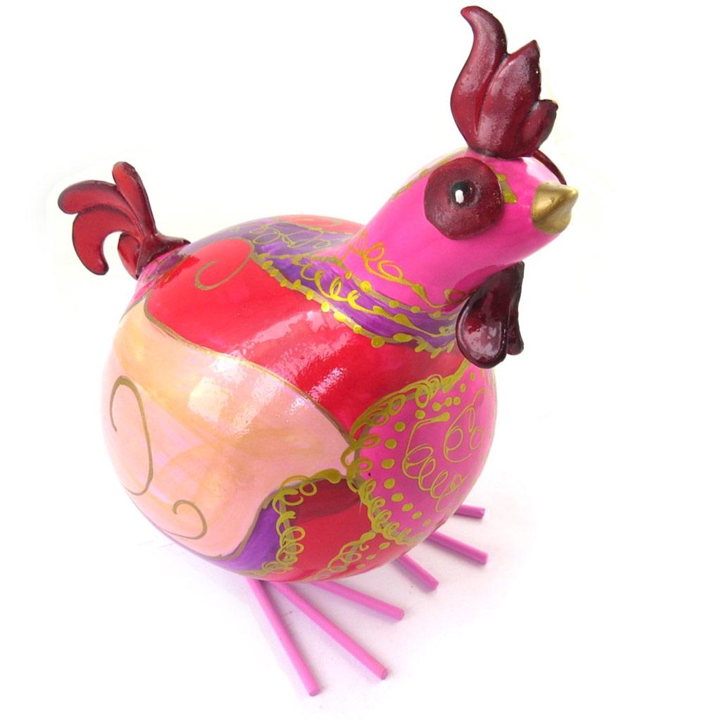Les Trésors De Lily [M7786] - Figurine céramique 'Coq Cororico' rose (20 cm)