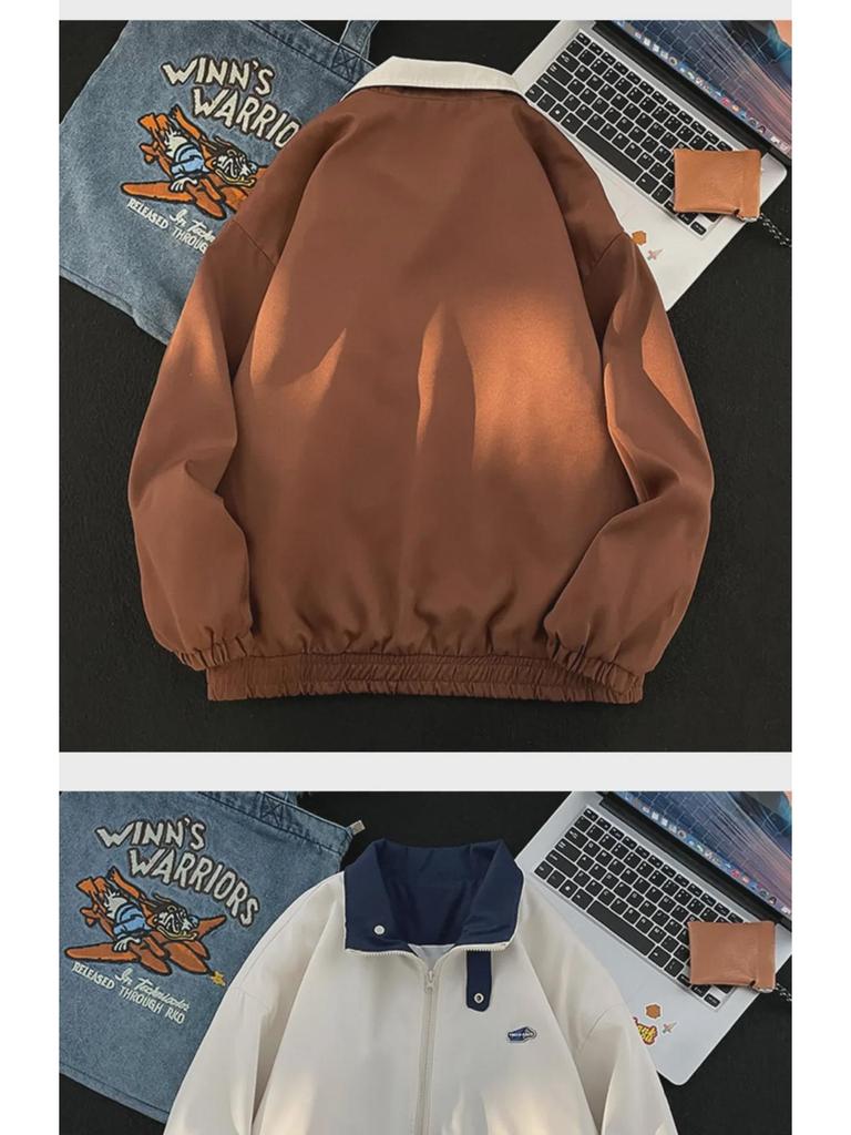 Unisex Aprikosenfarbene Vintage Workwear Jacke für Frühling/Herbst