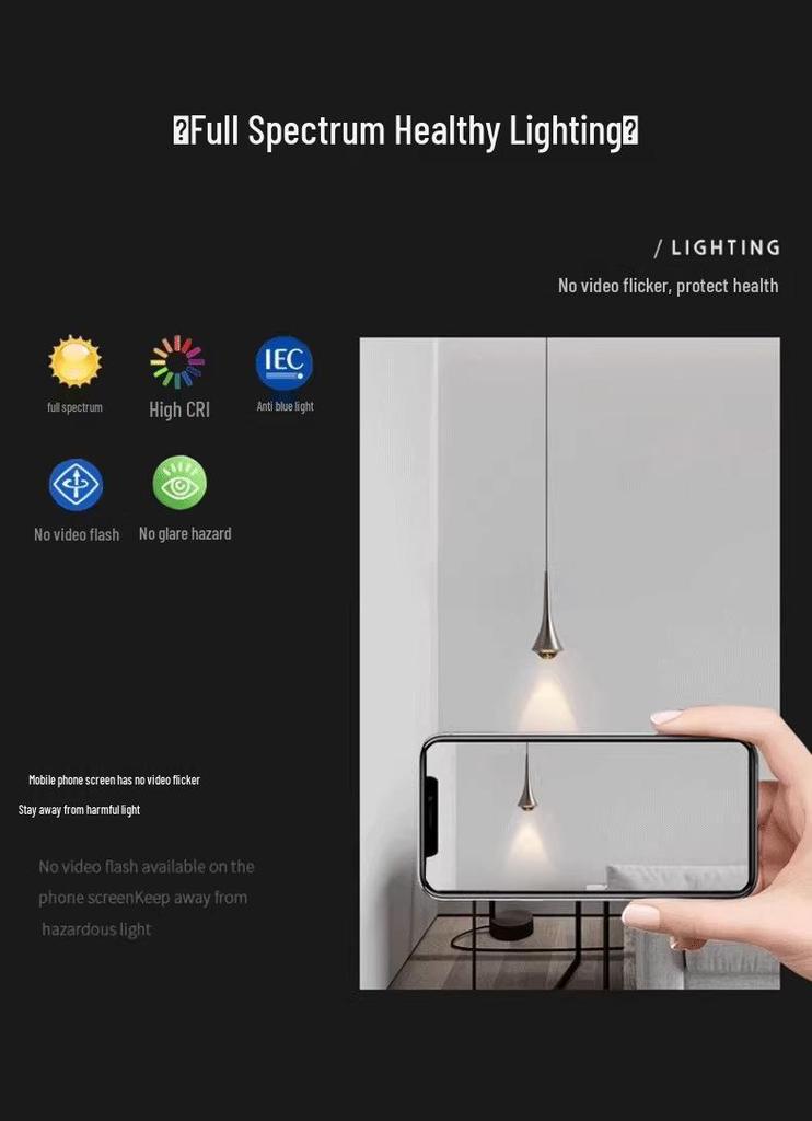 Modern Touch Switch Pendant Light for Bedroom, Living Room, or Study - Adjustable Headboard and Background Wall Lighting