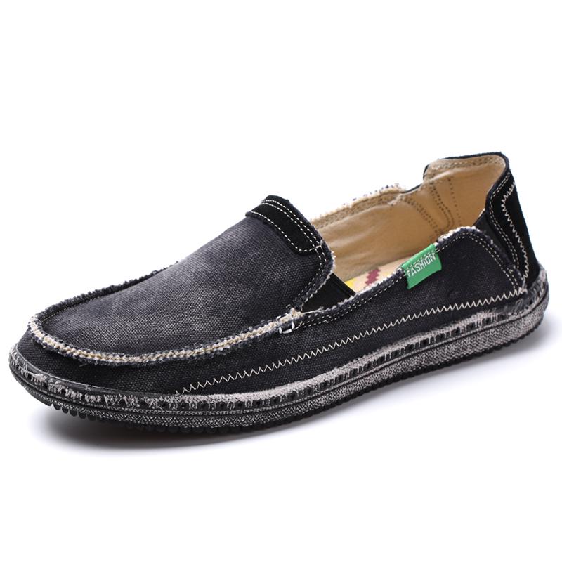 Outdoor Men's Casual Denim Canvas Footwear Fashion Style Designer Loafers Breathable Mens Sneakers Slip On Male Vulcanize Shoes