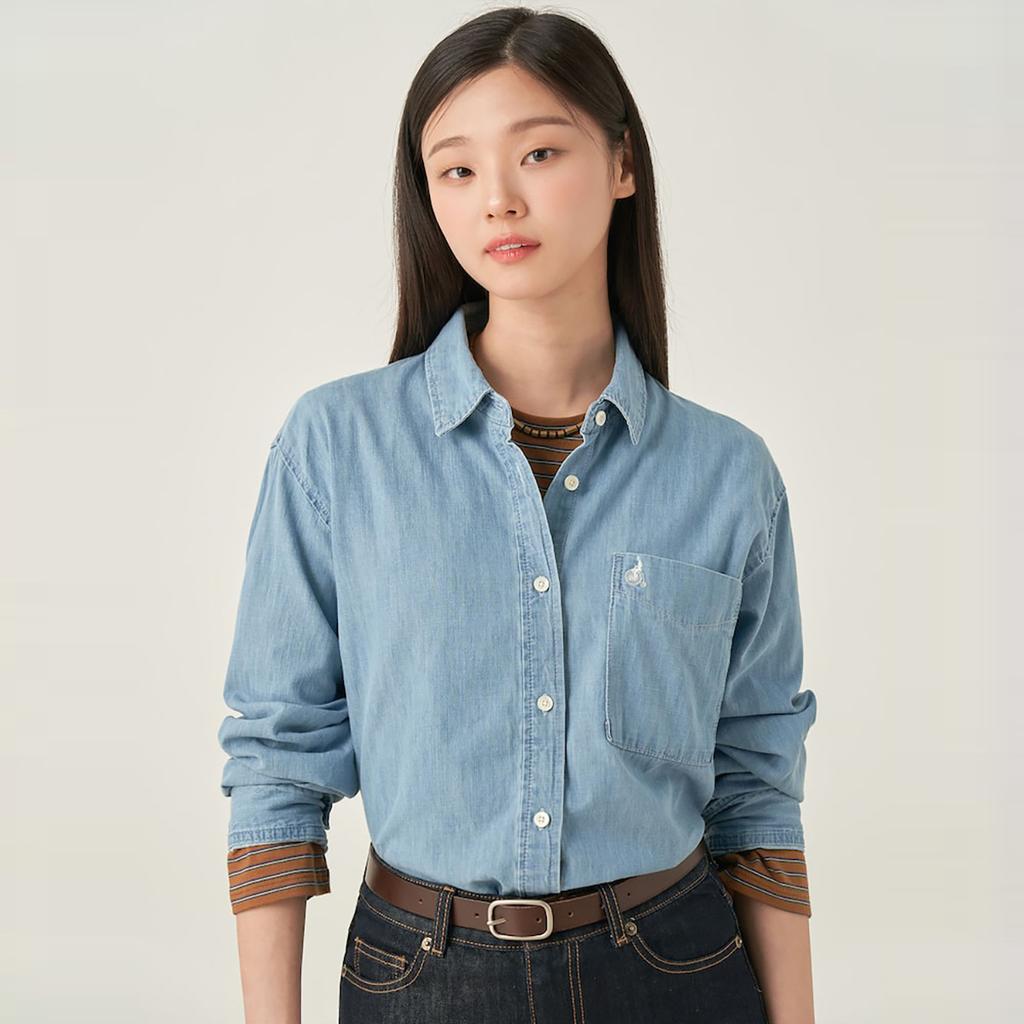 Binpolleidiseu Denim Oversized Shirt Sky Blue (Bf5764C03Q)