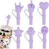Stocking Stuffers Gifts for Women Men Dad Wife Sister Teens Girls Boys, 6 Pack Reble Replacement Straws, 12'' Long Silicone Straw With Cover,