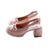 French Thick Heel Bag Head Single Shoes Female 2025 Summer New with Skirt Fairy Bow High Heel Fashion Sandals
