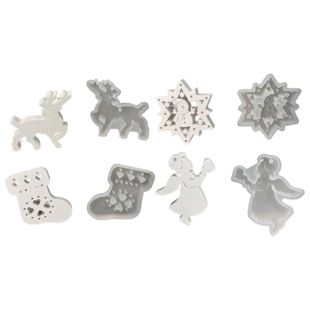 Silicone Christmas Decorations Mold Set Handmade Christmas Decoration Silicone Molds for Crafting Hanging Ornament Charm