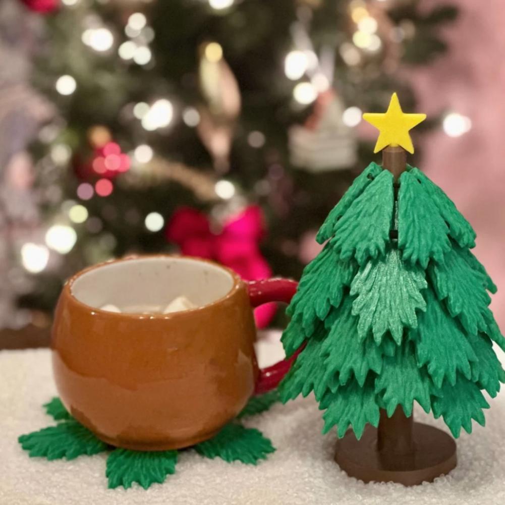 1 Set Festive Table Protectors Plastic Heat Insulation Trivets with Star Stirring Stick Table Protector Decorative Coasters