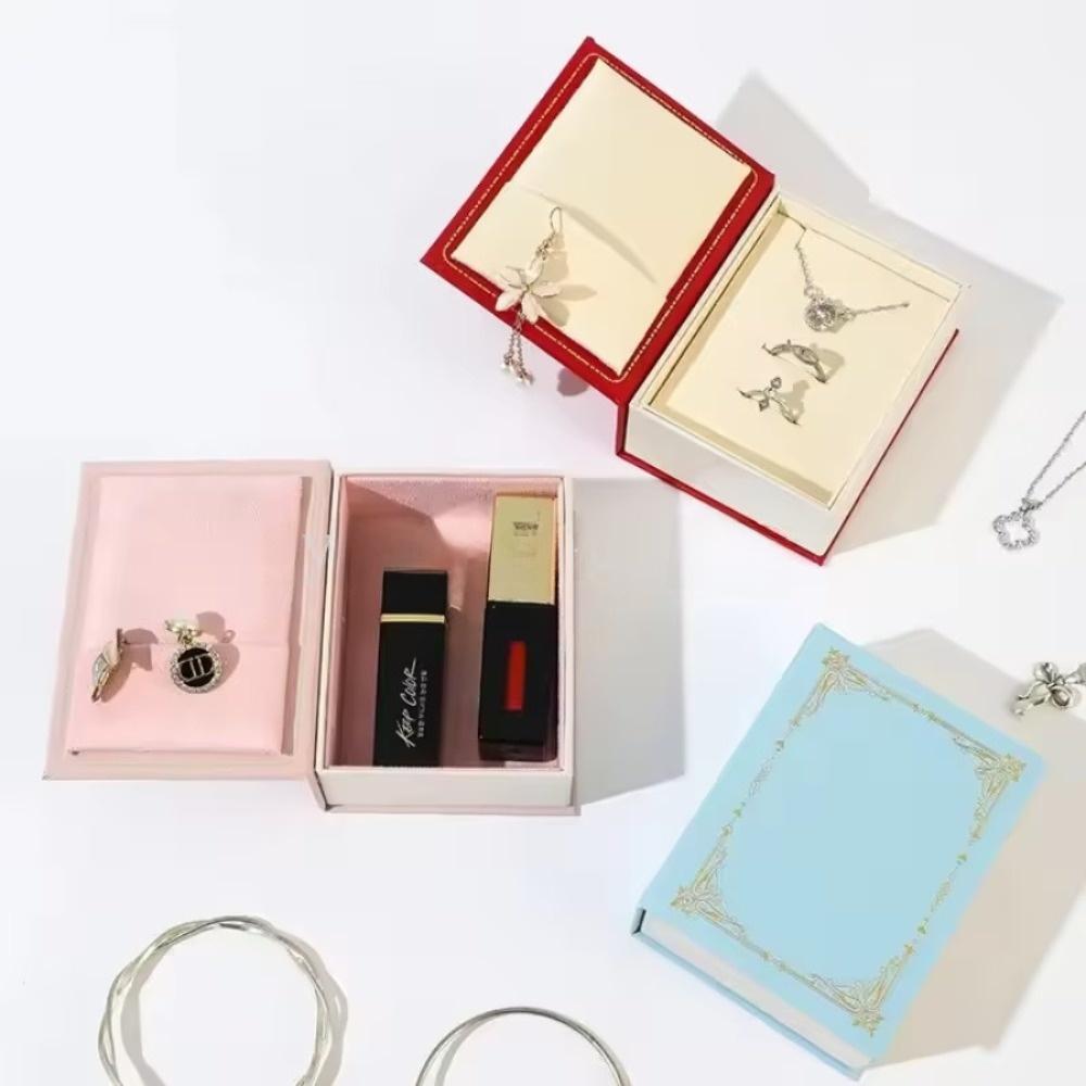 Creative Book Shape Jewelry Storage Box Mini Flip Cover Ring Box Vintage Gift Packaging Box for Valentine's
