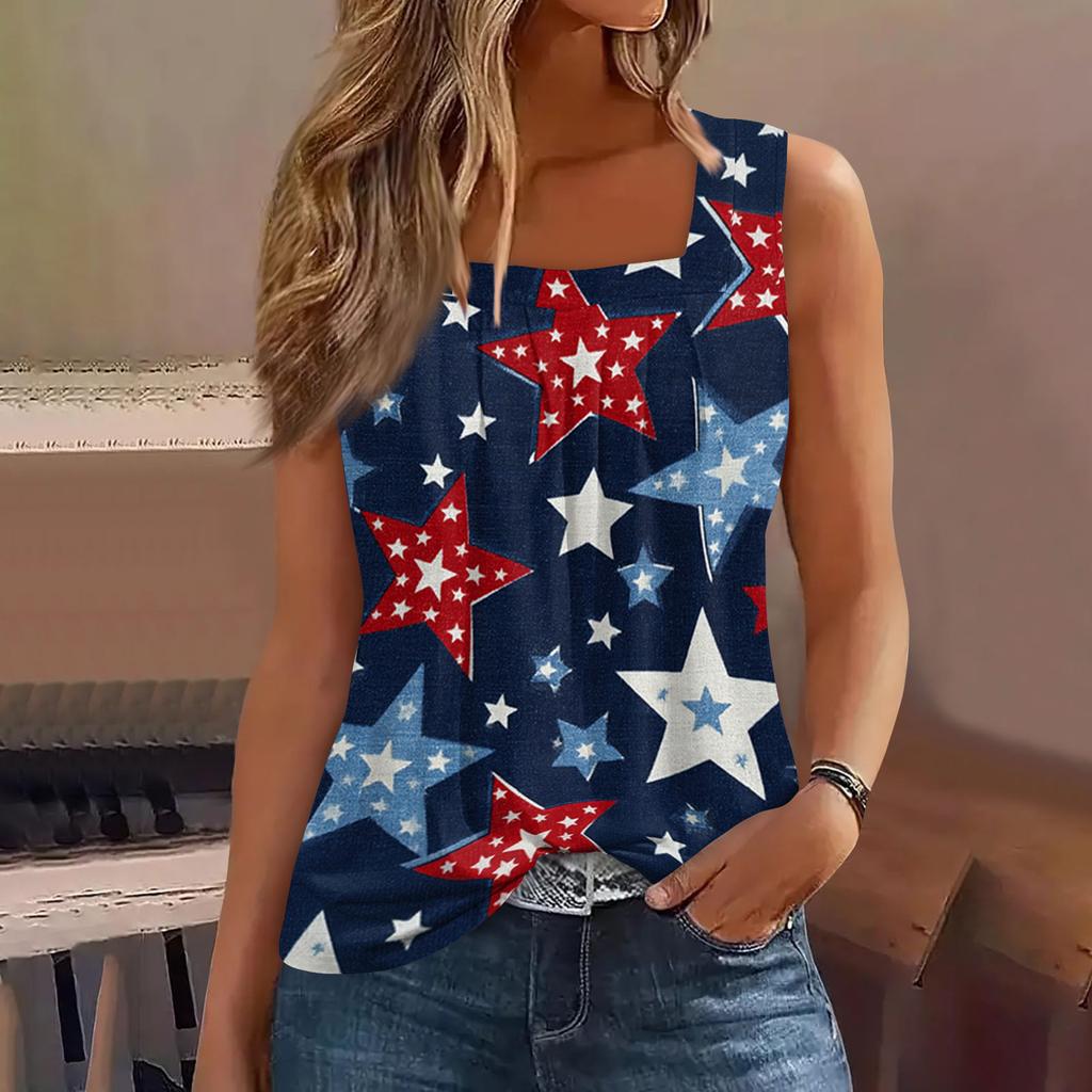 Womens Spring Tops Sleeveless Flag Floral Print Casual Tank Summer Shirts for Women Dressy Tops for Women 2026