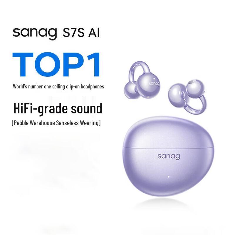

SANAG S7S AI Bluetooth Ear-Clip Bone Conduction Headphones