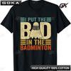 Badminton with The Shuttlecock in Retro Look TShirt Outdoor Enthusiasts Tee Tops Cotton Ventilate Vintage Men Clothing