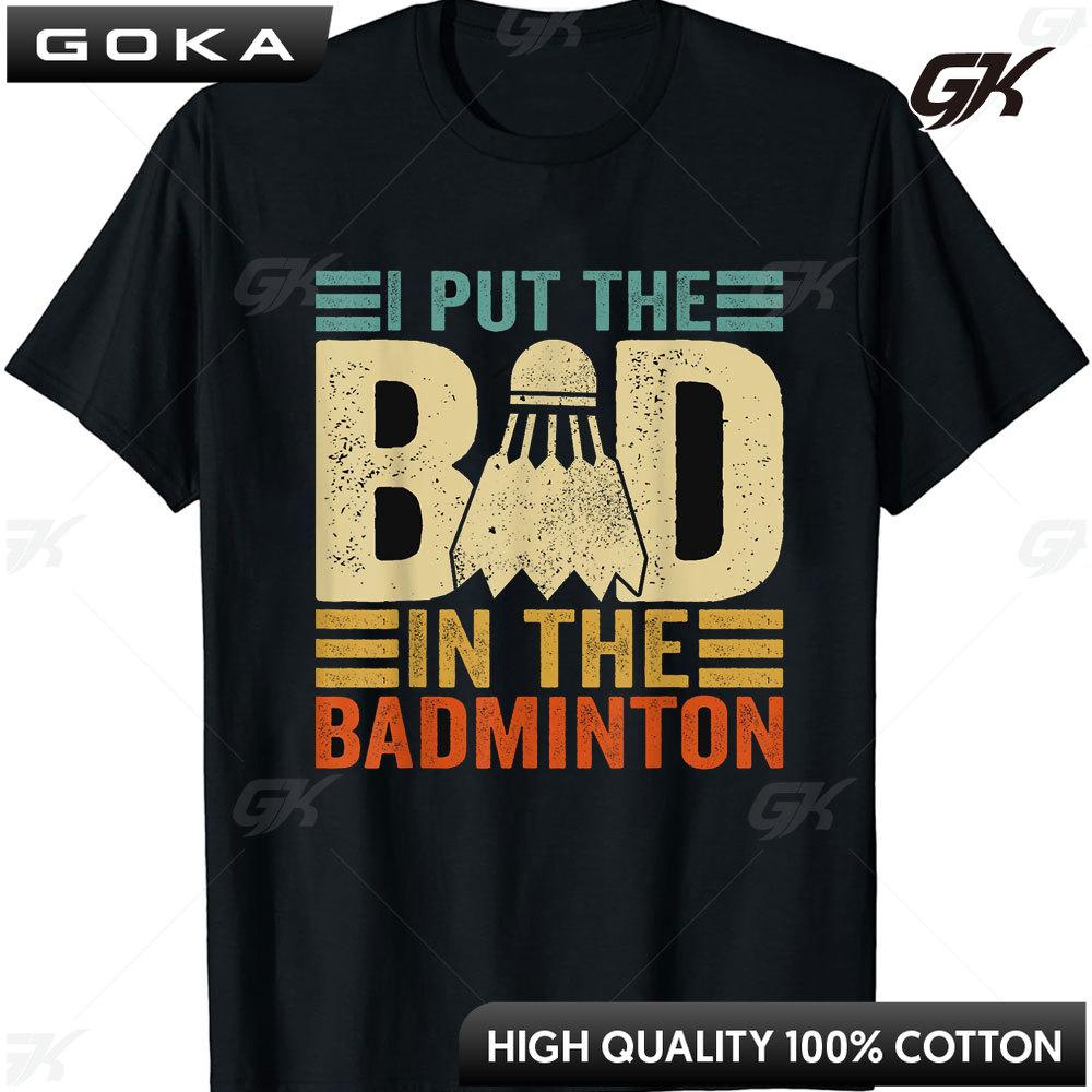 Badminton with The Shuttlecock in Retro Look TShirt Outdoor Enthusiasts Tee Tops Cotton Ventilate Vintage Men Clothing