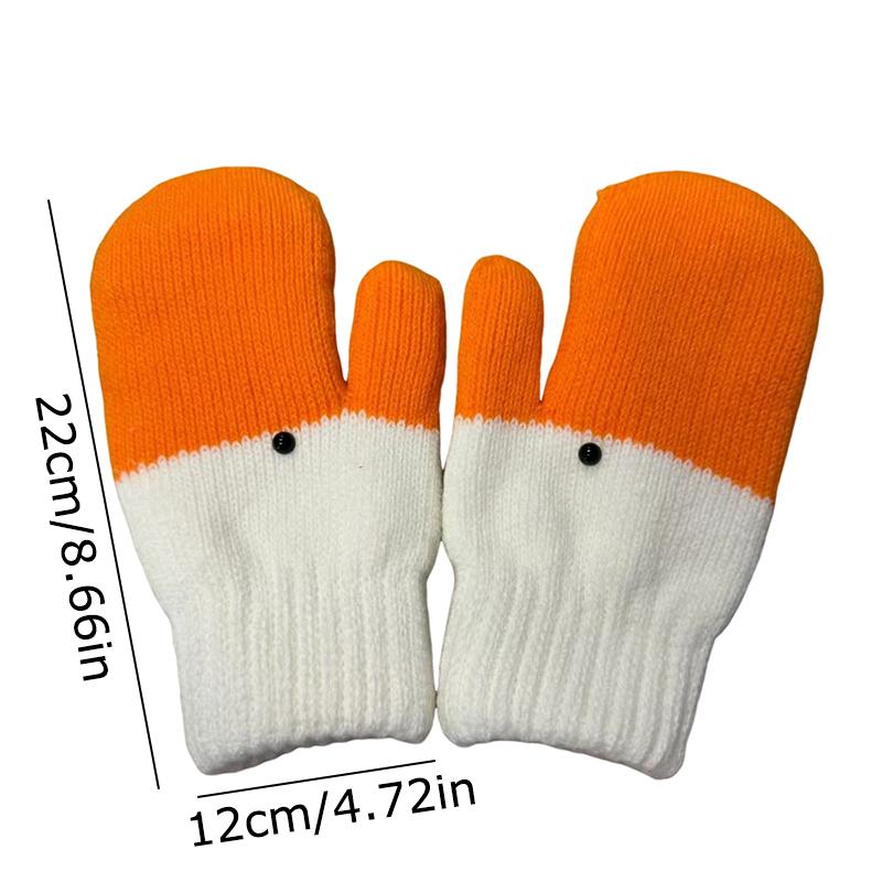 1Pair Comfortable and Warm Swan Knitted Gloves with Creative and Cute Design for Winter