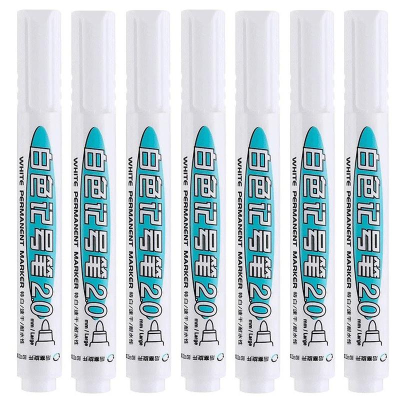 1-7PCS GuangNa 20ML White Ink Oily Marker Pen set Filling Paint White Markers for Painting Tyre Tread Waterproof Permanent Pens