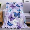 Purple Blue Gradient Butterfly Cartoon Anime Print Flannel Blanket Soft Warm Throw for Kids Bedroom Sofa Christmas Office Car