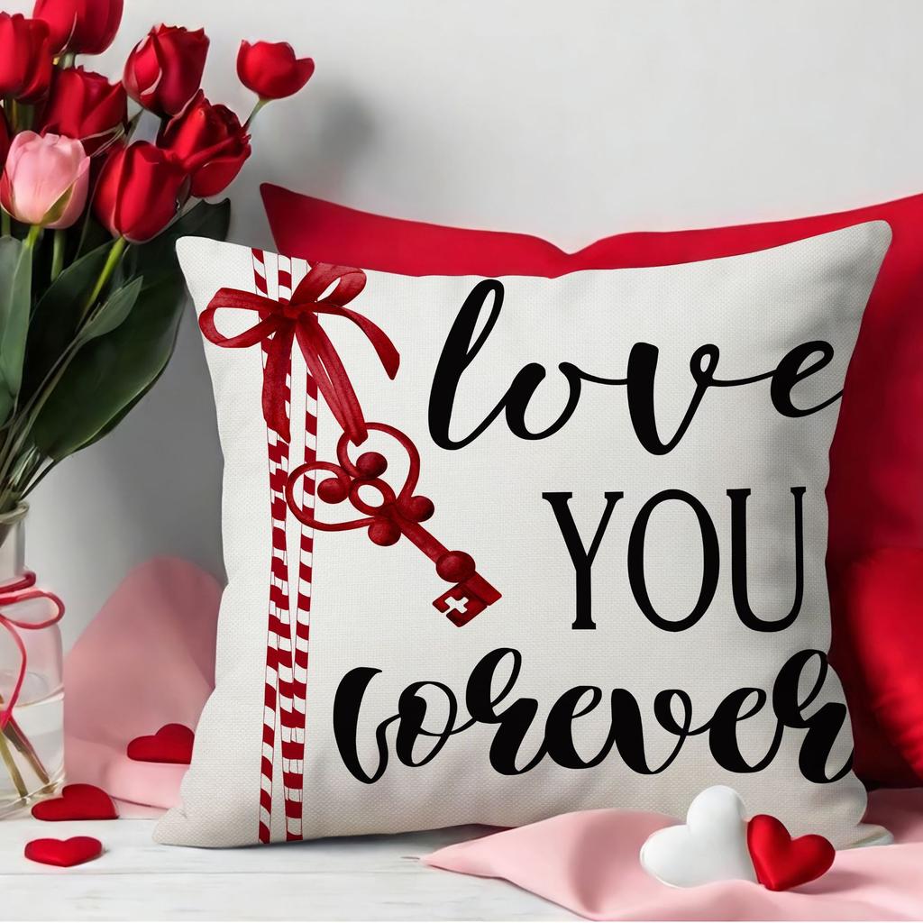 Neuer Valentinstag Bedruckter Kissenbezug Leinen Nordisch Wohnzimmer Sofa Kissenbezug Kissen