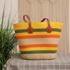 French Striped Straw Tote Bag - Large Capacity for Travel, Vacation, Beach, and Casual Commutes