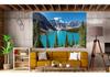2D Plane Background Fabric of Pine Forest In the Canadian Rocky Mountains Used for Room Decoration Polyester Fiber 57