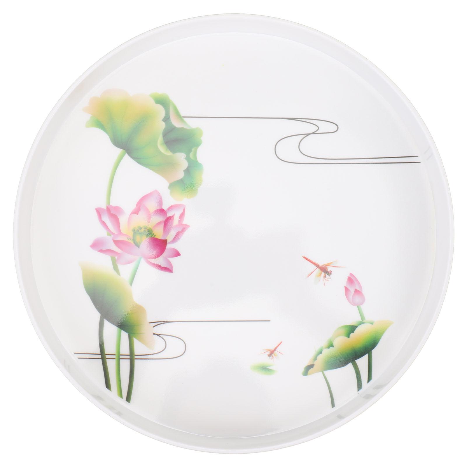 

Круглый поднос для еды 11,8 дюймов, утолщенное пластиковое сервировочное блюдо для дома, ресторана, патио, кемпинга, пикника Style 2