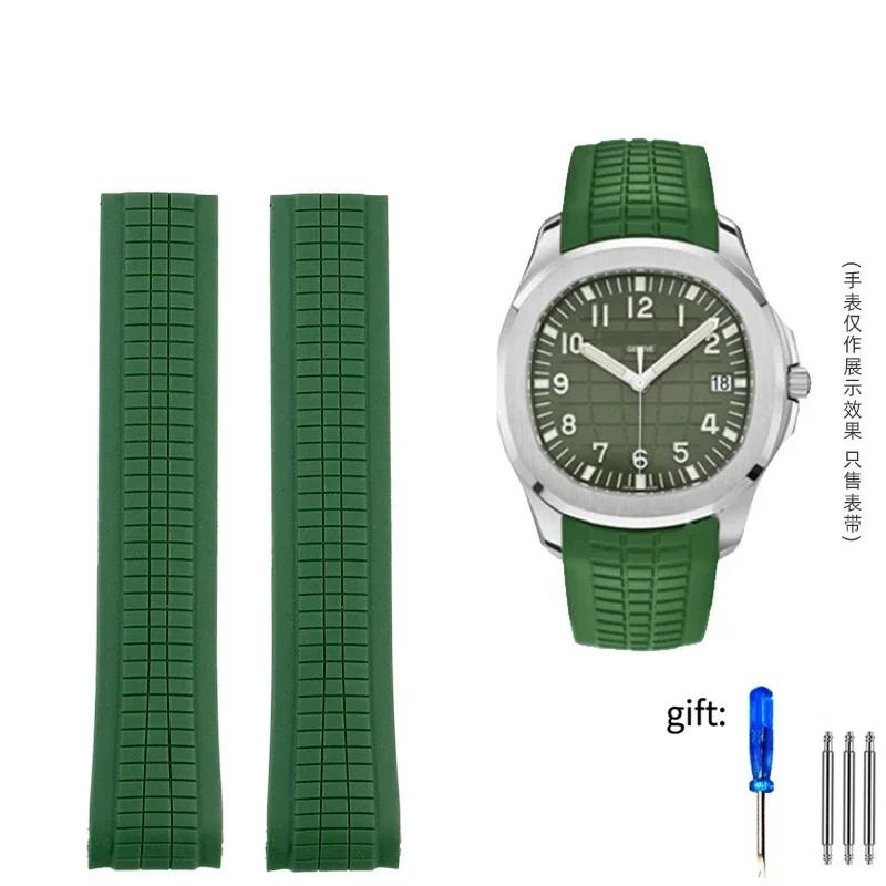 Prémiový měkký gumový řemínek k hodinkám Pasuje na Patek Philippe Silikon 5164A 5167A 5168A 21mm Skládací spona Řemínky k hodinkám