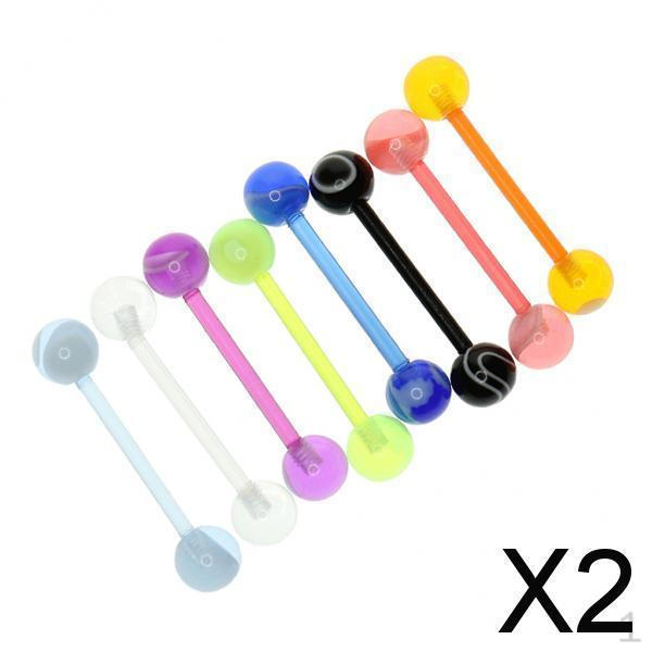 

2x8шт Разноцветные акриловые штанги с шариками для языка, пирсинг сосков, хеликс-штанги 1,8 мм