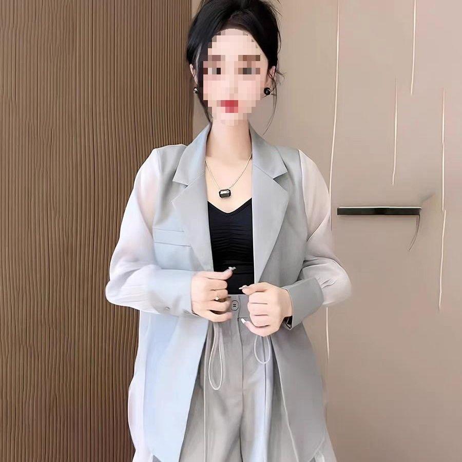 

Летний женский модный комплект 2023: Блейзер с защитой от солнца и шорты широкого кроя XXS Blind Box серый