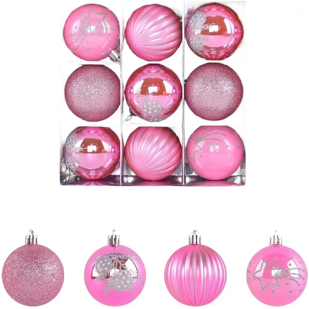 Christmas Ornaments Set 9 Pieces Hand Painted with Metallic Finish Suitable for Window Display and Holiday Home Decoration
