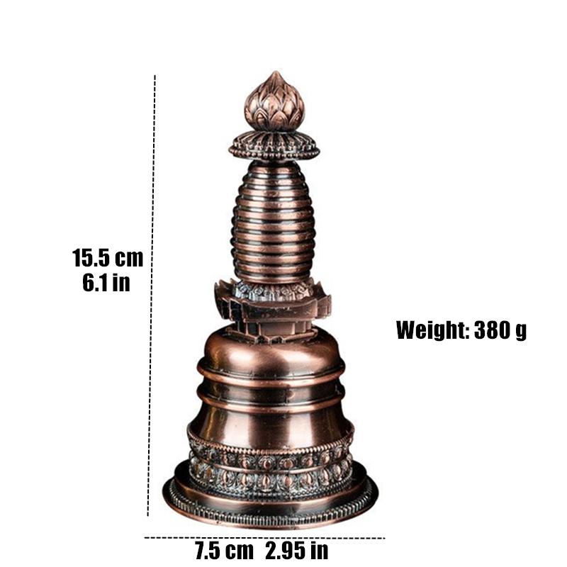 

Handicraft Tibetan Bronze Stupa Auspicious Alloy Tantric 15cm Stupa Engraved Buddhist Home Indoor Altars Desktop Decorative 15.5 cm рожевий