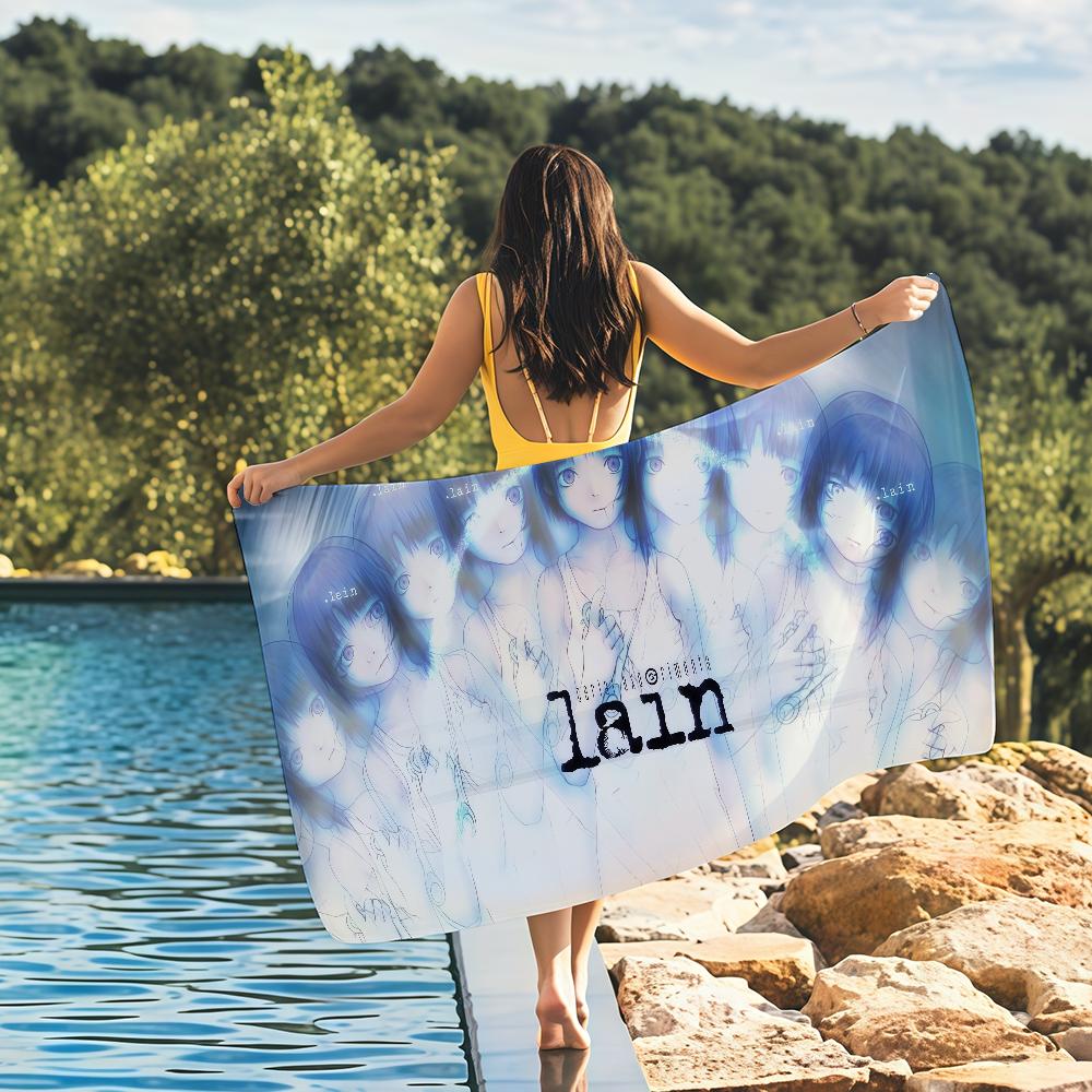 Anime S-Serial Experiments Horror L-Lain Game Quick Drying Beach Towels Are Suitable For Swimming Pools Camping Yoga And The Gym