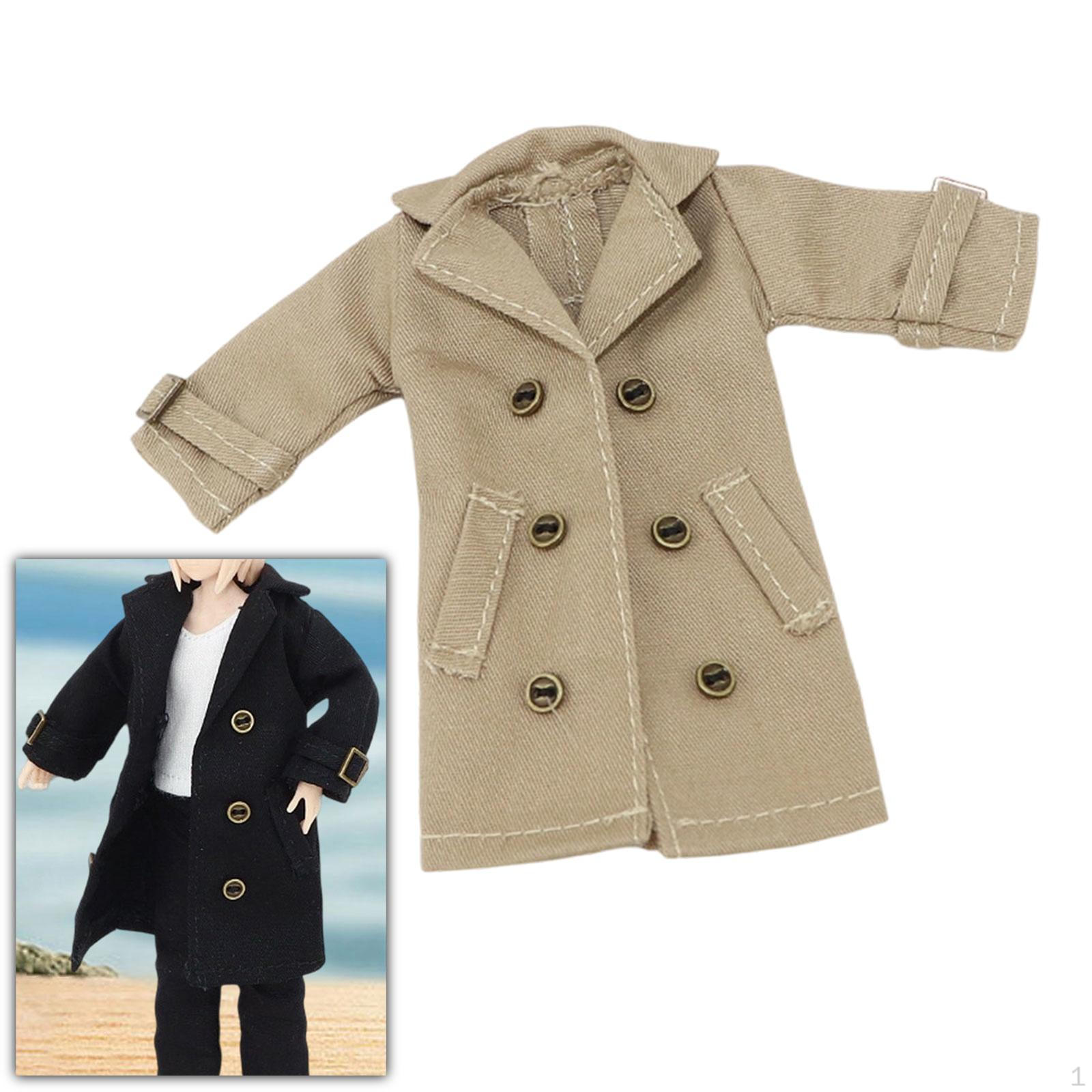 

1/ Figure Clothes Miniature Clothing Trench Coat Trendy Costume Accessories for 6 Female Figures хаки