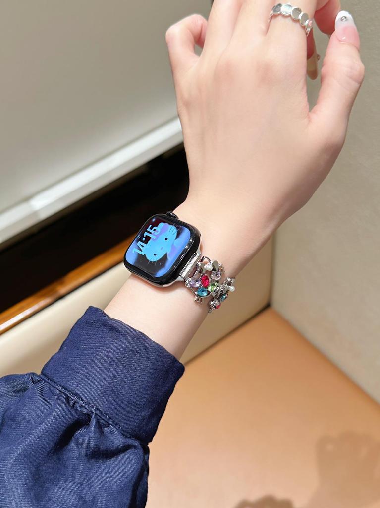 Compatible Metal Chain Watch Band for Huawei, Xiaomi, KT Diamond, Apple Watch Series 1-11, iWatch SE