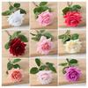 Artificial Rose with Green Leaves Realistic Fake Flower Stem Home Office Wedding Party