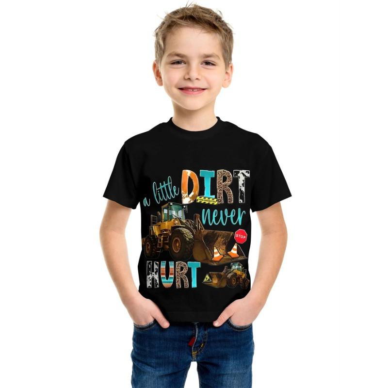 Ubrania Dziecięce Chłopięce Halloween Rekin Dynia Nadruk Chłopięcy T-shirt Krótki Rękaw Kreskówkowy Graficzny T-shirty O-Neck Odzież Dziecięca