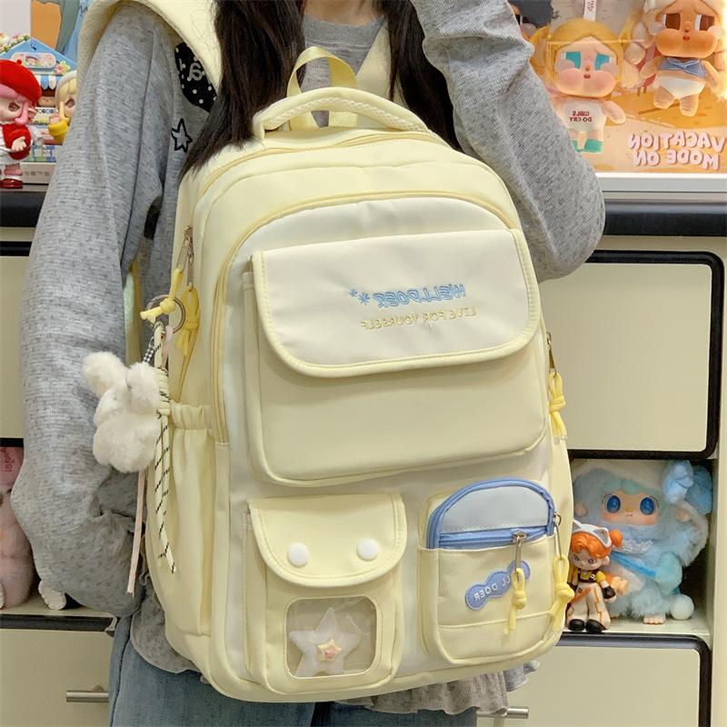 Schoolbag Large capacity schoolbag Girls primary school students High value Small fresh color matching backpack Junior high school students Versatile