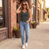 Women’s Sleeveless Lace Trim Tank Top Scoop Neck Ribbed Knit Camisole Fitted Basic Layering Vest for Everyday Wear