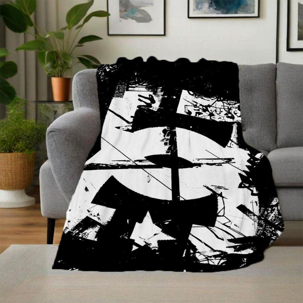 Abstract Graffiti Art Print Urban Street Style DecorBlanket Flannel Throw Blanket for Sofa, Bed, Travel, Camping, Office, Couch, Chair