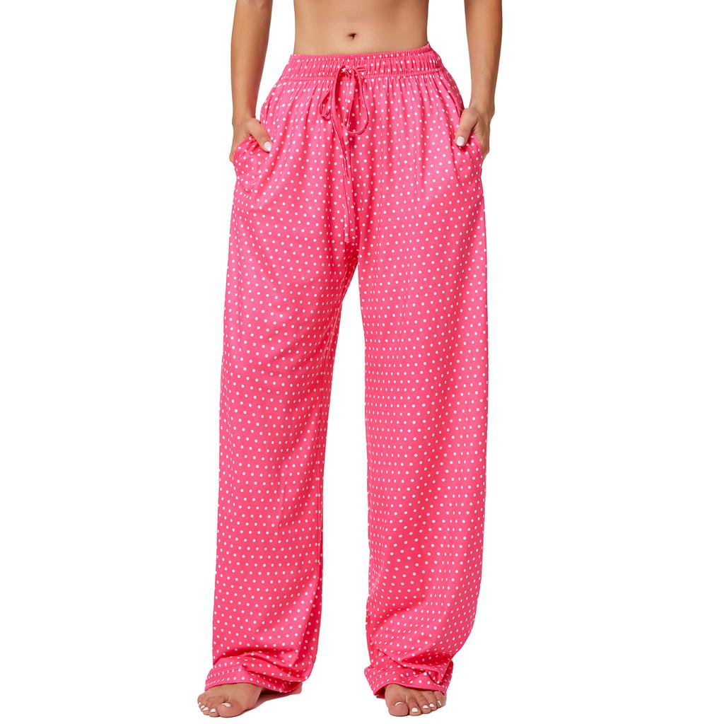 Women's Fashion Casual Print Elastic Waist Home Workout Sweatpants Straight Leg Pants