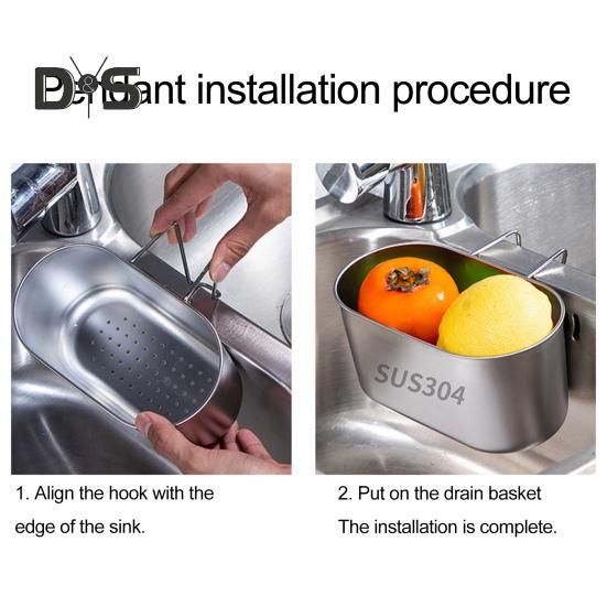Stainless Steel Sink Drain Basket Rustproof Corrosion Resistant Efficient Filtering Kitchen Organizer Corner Sink Strainer