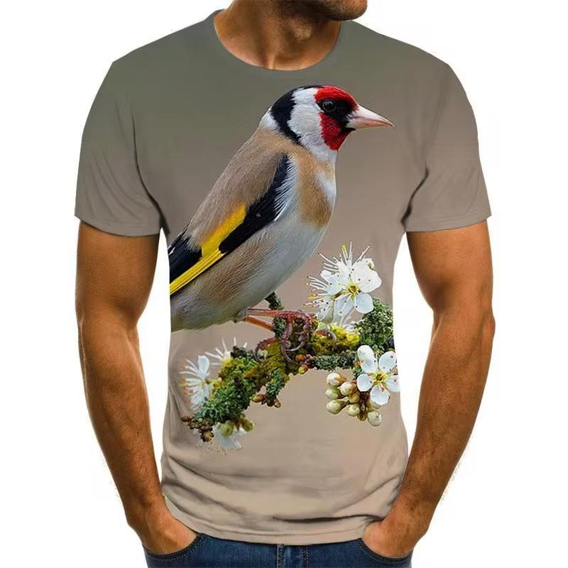 3D Printing Birds Men's T-Shirt O-neck Casual Pullover Streetwear Top Tee Outdoor Short Sleeve Sportshirt Oversized Clothing