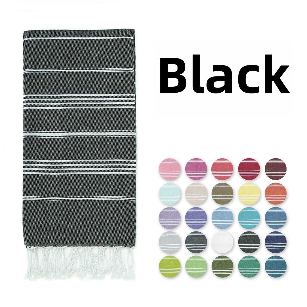 Woven Cotton Blanket Outdoor Blanket Foreign Trade  Beach Towel Color Bath Towel Tassel Striped Polyester Cotton Beach Towel