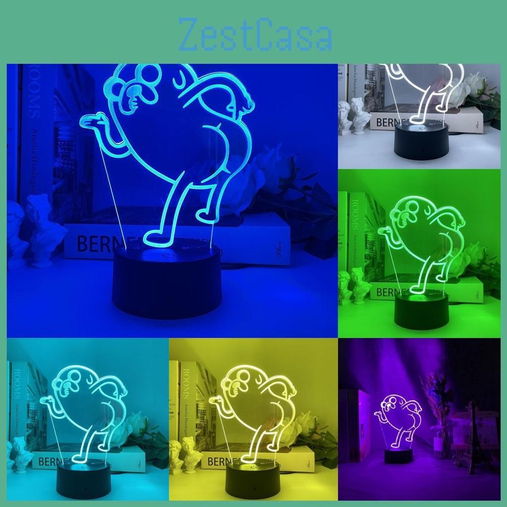 Time Jake Adventure The Dog Bend Over Figure 3d Night Light Acrylic Panel Base